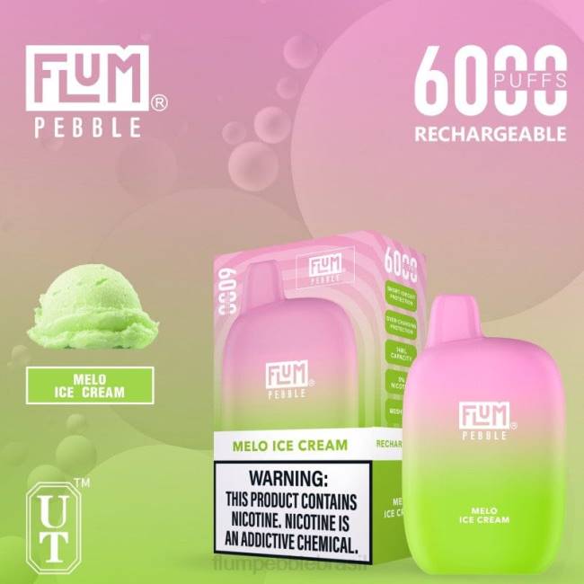 FLUM PEBBLES 6.000 baforadas sorvete de melo 828A55 | FLUM PEBBLE NEAR ME